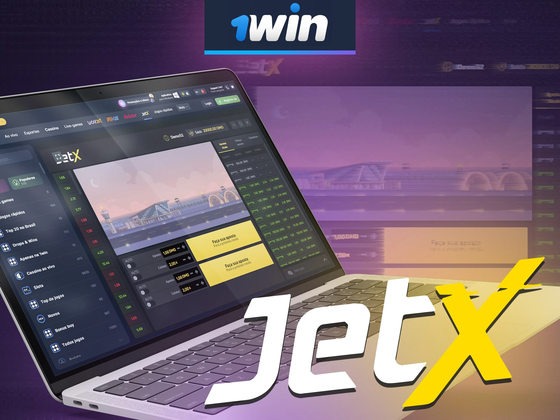 Faça a sua aposta vencedora a 1win no jogo do Jet X.